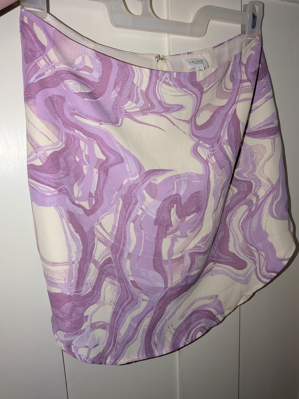 Le Lis Lavender & Cream Marble-Print Mini Skirt